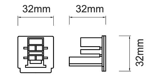 Dimensions embout de fermeture pour rail 3 allumages