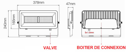 Dimensions projecteur 100W BENEITO Polaris