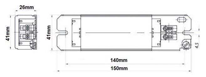 Dimensions ballast fluo 30W