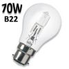 Ampoule éco halogène standard claire 70W B22 230V