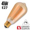 Ampoule Edison filament LED 4W E27 finition ambrée gradable