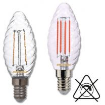 Ampoule LED flamme torsadée rétro finition claire, 2.5W ou 4.5W SYLVANIA E14 2700K 230V