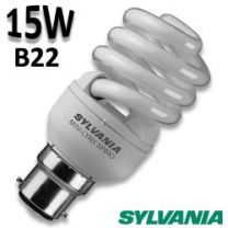 Ampoule Sylvania Fast Start spirale 15W B22 230V 2700K