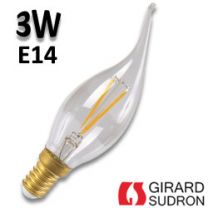 Ampoule LED flamme Coup de vent finition claire GIRARD SUDRON 3W E14 2700K 230V