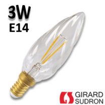 Ampoule LED flamme torsadée finition claire GIRARD SUDRON 3W E14 2700K 230V
