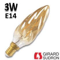Ampoule LED flamme torsadée finition ambrée GIRARD SUDRON 3W E14 2500K 230V