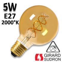 Ampoule Globe filament LED TWISTED G95 5W E27 finition ambrée
