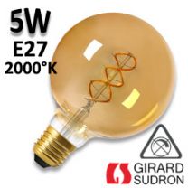 Ampoule Globe filament LED TWISTED G125 5W E27 finition ambrée
