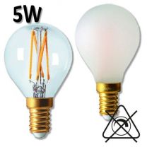 Ampoule filament LED sphérique claire ou dépolie GIRARD SUDRON 5W E14 2700K 230V