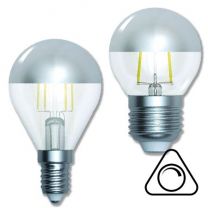 Ampoule filament LED sphérique calotte argentée  GIRARD SUDRON 4W E14 ou E27 2700K 230V