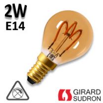 Ampoule Sphérique filament LED LOOPS 2W E14 finition ambrée
