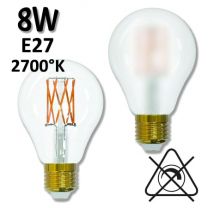 Ampoule filament LED standard GIRARD SUDRON finition claire ou dépolie 8W E27 2700K 230V A70