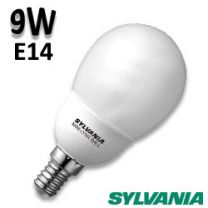 Ampoule fluo-compacte sphérique SYLVANIA 9W E14 230V 2700K