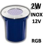 Spot rond encastré inox 28 LED RGB 12V IP67