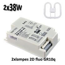 Ballast électronique pour 2 tubes fluo 2D 38W DR10q