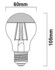Dimensions ampoule calotte LED 4W E27 230V