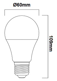 Dimensions ampoule LED Sylvania ToLEDo standard GLS 13W