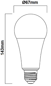 Dimensions ampoule LED Sylvania ToLEDo standard GLS 17W