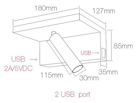 Dimensions liseuse BENEITO BEAM