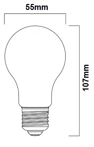 Dimensions ampoule couleur DURALAMP GLS COLOR