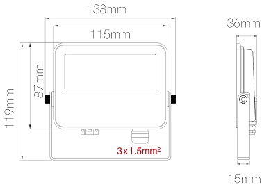 Dimensions projecteur 10W BENEITO Sky