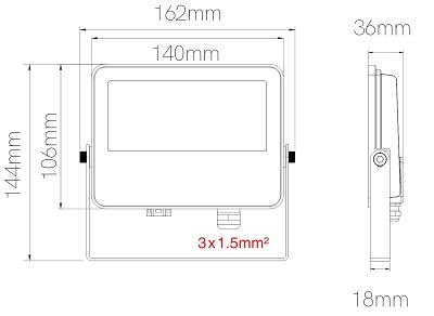 Dimensions projecteur 20W BENEITO Sky