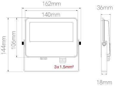 Dimensions projecteur 20W BENEITO Sky