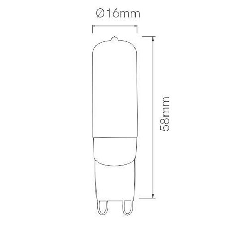 Dimensions UNIFORM LINE LED 2,8W G9 Beneito Faure