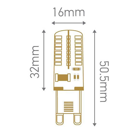 Dimensions pépite LED 3W G9 Girard Sudron