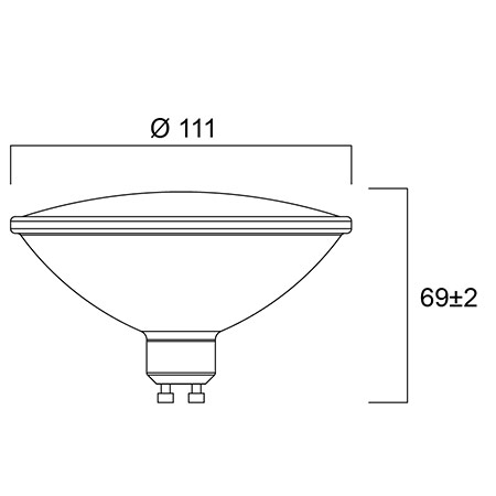 Dimensions ampoule LED réflecteur GU10 13W Sylvania refled es111