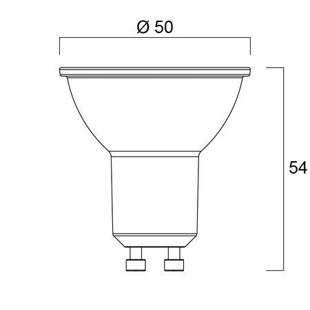 Dimensions ampoule LED SYLVANIA 3.4W GU10